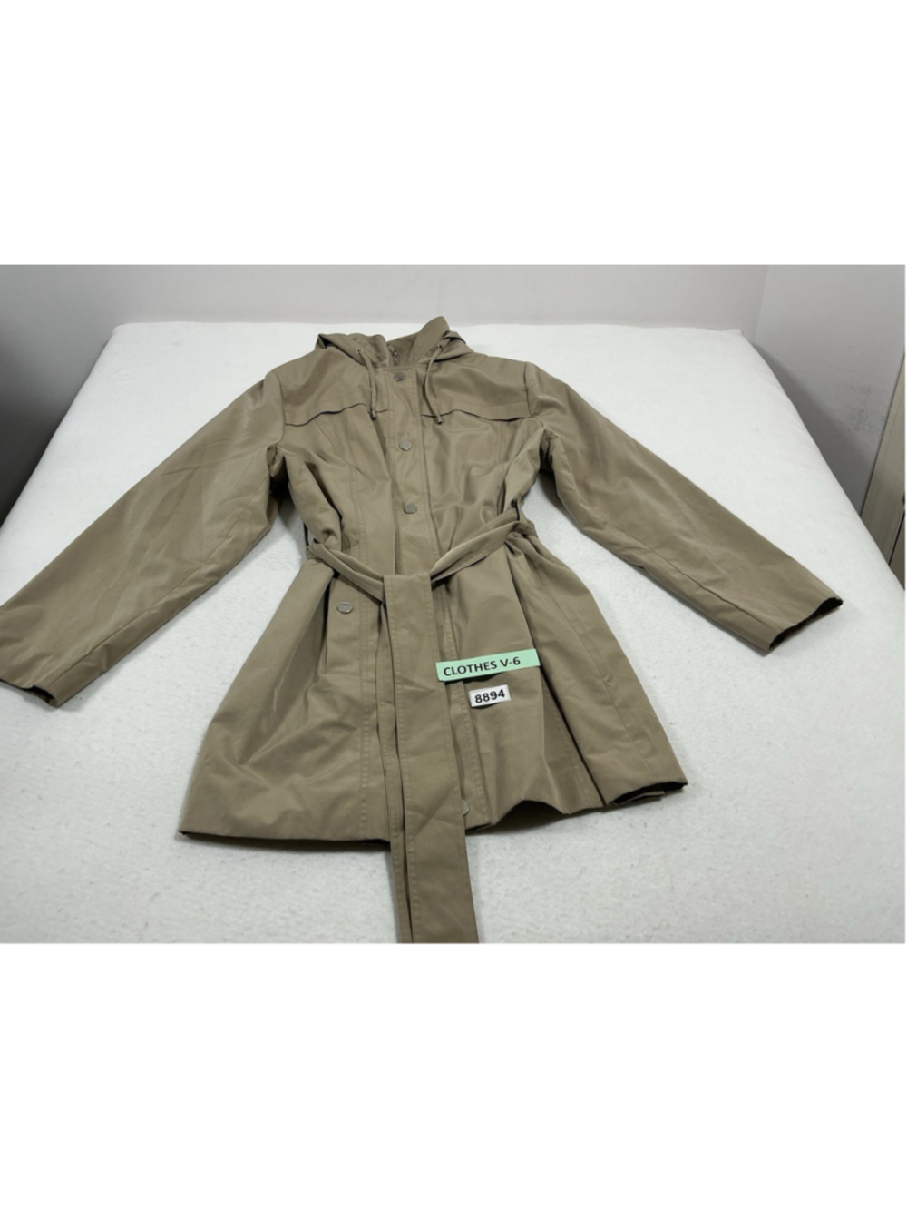 Womans Excellent Croft & Barrow Trench Coat 1X Tan Lined Hooded